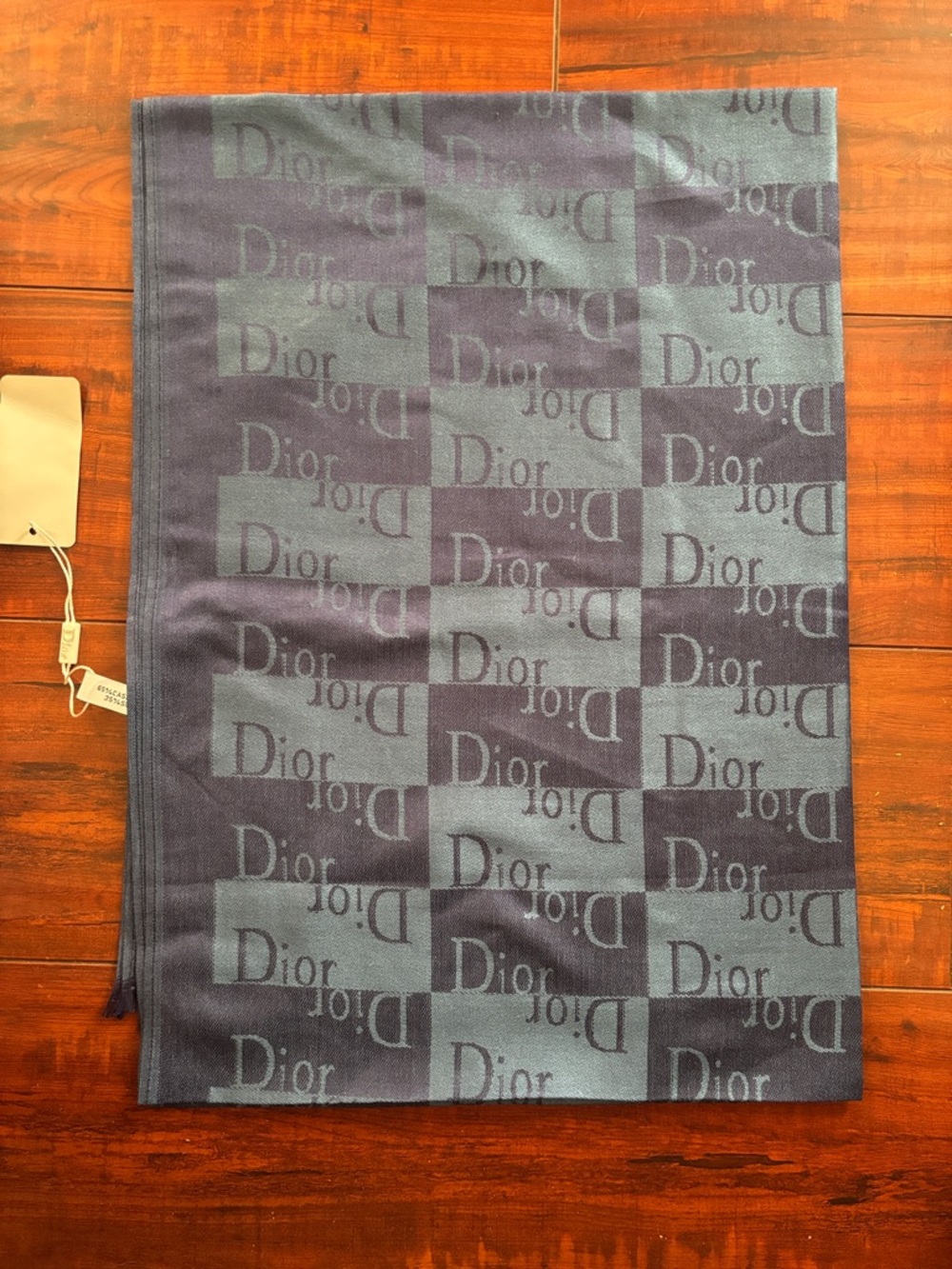 Dior Checkerboard Logo Scarf - Navy & Light Blue unisex